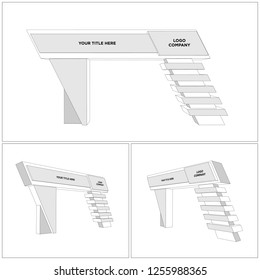 3d gate exhibition with blank space for logo company. Vector sketch outline drawing coloring editable.