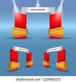 3d gate exhibition with blank space for logo company. Vector editable.