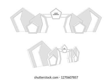 3d gate exhibition with blank space for logo company. Vector sketch outline drawing coloring editable.