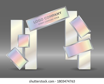 3D-Gate-Ausstellungskasten mit Leerraum für Logo-Unternehmen. Vektorbearbeitbar einzeln.