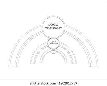 3d gate exhibition circle style with space for logo company. Vector sketch outline drawing editable.