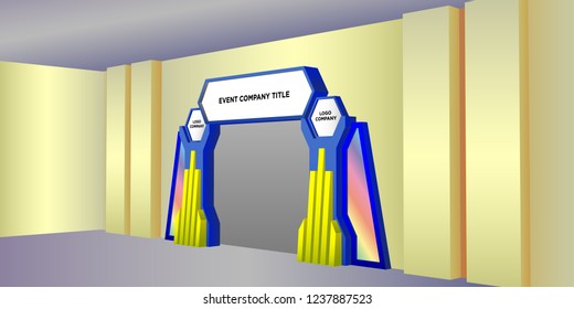 3d gate exhibition with colorful and space for logo company. Vector editable.
