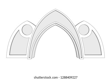 3d gate exhibition futuristic style with blank space for logo company. Vector editable sketch outline drawing isolated.