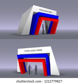 3d gate exhibition simple style with blank space for logo company. Vector editable.