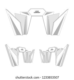 3d gate exhibition technology style with blank space for logo company. Vector sketch outline editable.