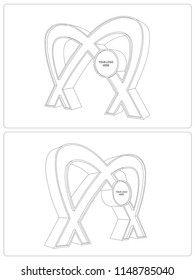 3d gate icon for exhibition with space for logo. Vector sketch drawing editable.