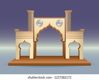3d gate islamic style for exhibition. Vector editable.