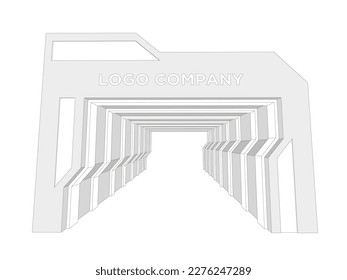 3d gate tunnel digital futuristic decoration style with blank space logo company for event exhibition. Vector editable isolated sketch outline drawing coloring.