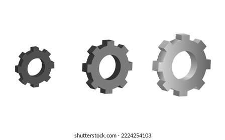 3D-Zahnradsymbol, mechanische Zahnräder