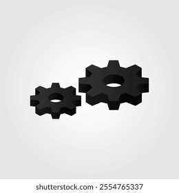 3D gear icon with a metallic texture and sharp details, representing machinery, settings, or engineering concepts. Perfect for technical, mechanical, or industrial themes.
