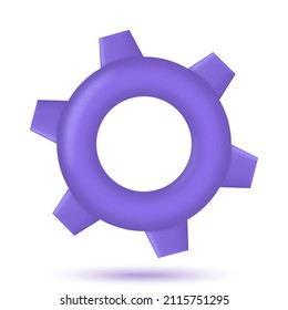 Icono de engranaje 3D. Ilustración del vector aislada en fondo blanco
