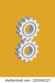 3d gear, icon, vector illustration graphic design 