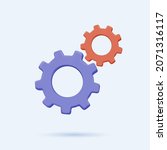 3D Gear icon vector. Metal gears and cogs vector. Gear icon flat design. Mechanism wheels logo. Cogwheel concept template. Settings, process, progress business icon. 3D icon free to edit. UI symbol.