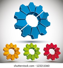 3d gear icon vector set.