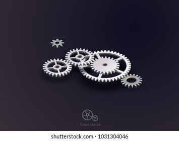 3d gear mechanism. Abstract vector illustration. Machine building drawing. Abstract background.