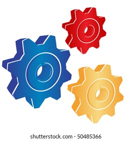 3D Gears over white background