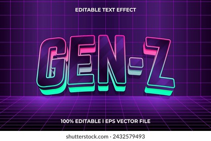 3d gen Z logo style editable vector text effect