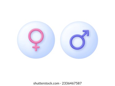3D Gender icon. Equality between men and women. Gender equality and tolerance. Symbols of gender equality. Trendy and modern vector in 3d style.