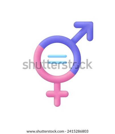 3D Gender icon. Equality between men and women. Gender equality and tolerance. Symbol of gender equality. Trendy and modern vector in 3d style