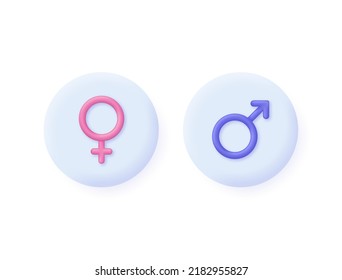 3D Gender Icon Isolated On White Background. Linked Male And Female Signs. Woman And Man. Can Be Used For Many Purposes. Trendy And Modern Vector In 3d Style.