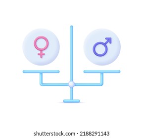 Icono de género 3D aislado en fondo blanco. Señales de hombres y mujeres vinculadas. Mujer y hombre. Se puede usar para muchos fines. Vector moderno y de moda en estilo 3d.