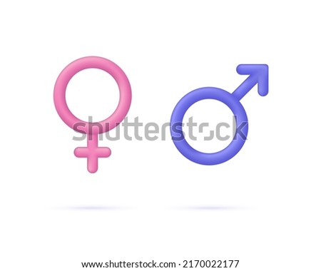 3D Gender icon isolated on white background. Linked male and female signs. Woman and man. Can be used for many purposes. Trendy and modern vector in 3d style.