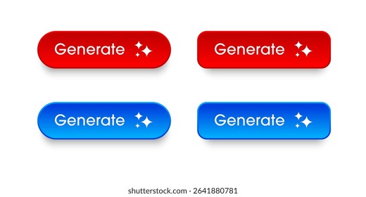 3D Generate AI button. Artificial intelligence and Machine learning technology concept. AI enters by command prompt to generate ideas. Chat with AI. UI, UX design, Vector illustration.