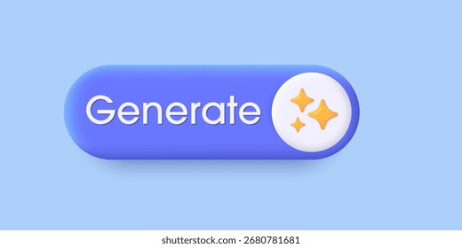 Botão de IA generativa 3D. A IA gera. Interruptor de alternância mínimo. Tecnologia de inteligência artificial e aprendizagem profunda. A IA entra pelo prompt de comando para gerar ideias. Vetor moderno e moderno em estilo 3d.