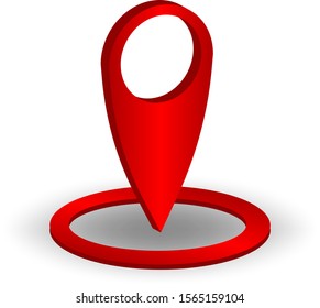 3D geolocation icon in red