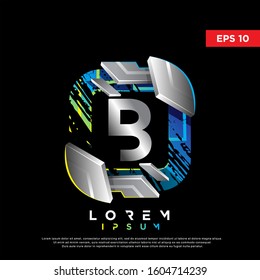 3d geometric abstract initial letter b square logo. modern icon, template design