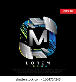 3d geometric abstract initial letter m square logo. modern icon, template design
