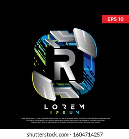 3d geometric abstract initial letter r square logo. modern icon, template design