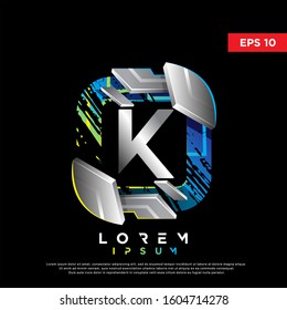 3d geometric abstract initial letter k square logo. modern icon, template design