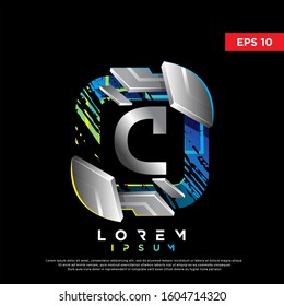 3d geometric abstract initial letter c square logo. modern icon, template design
