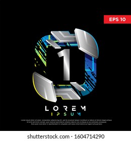 3d geometric abstract initial number 1 square logo. modern icon, template design