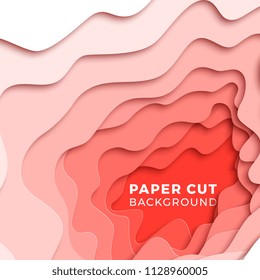 3D geometric background with realistic paper cut layers. vector design layout for presentations, flyers, invitations, posters, banners
