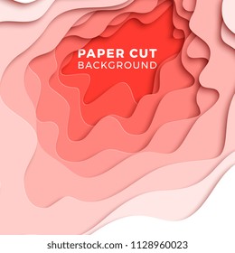 3D geometric background with realistic paper cut layers. vector design layout for presentations, flyers, invitations, posters, banners