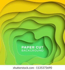 3D geometric background with realistic paper cut layers. vector design layout for presentations, flyers, invitations, posters, banners
