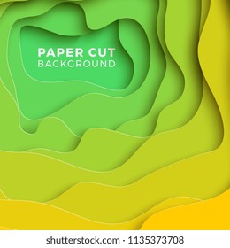 3D geometric background with realistic paper cut layers. vector design layout for presentations, flyers, invitations, posters, banners