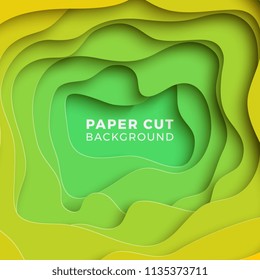 3D geometric background with realistic paper cut layers. vector design layout for presentations, flyers, invitations, posters, banners
