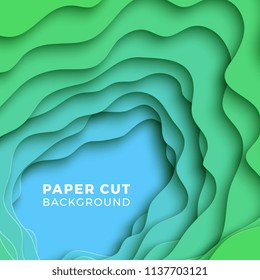 3D geometric background with realistic paper cut layers. vector design layout for presentations, flyers, invitations, posters, banners