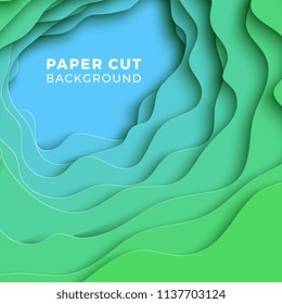 3D geometric background with realistic paper cut layers. vector design layout for presentations, flyers, invitations, posters, banners