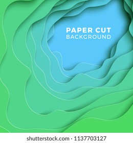 3D geometric background with realistic paper cut layers. vector design layout for presentations, flyers, invitations, posters, banners