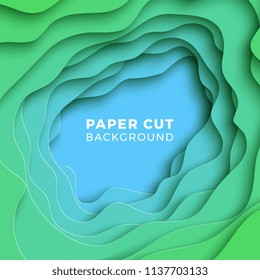 3D geometric background with realistic paper cut layers. vector design layout for presentations, flyers, invitations, posters, banners