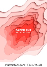 3D geometric background with realistic paper cut layers. vector design layout for presentations, flyers, invitations, posters, banners