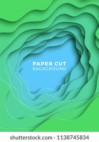 3D geometric background with realistic paper cut layers. vector design layout for presentations, flyers, invitations, posters, banners