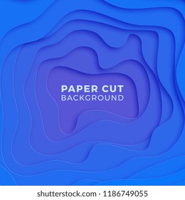 3D geometric background with realistic paper cut blue layers. vector design layout for presentation, flyer, invitation, poster, banner