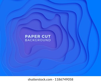 3D geometric background with realistic paper cut blue layers. vector design layout for presentation, flyer, invitation, poster, banner