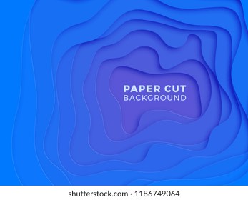 3D geometric background with realistic paper cut blue layers. vector design layout for presentation, flyer, invitation, poster, banner