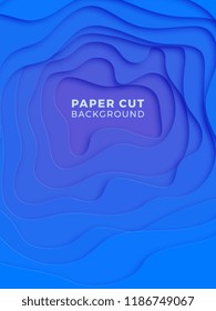 3D geometric background with realistic paper cut blue layers. vector design layout for presentation, flyer, invitation, poster, banner
